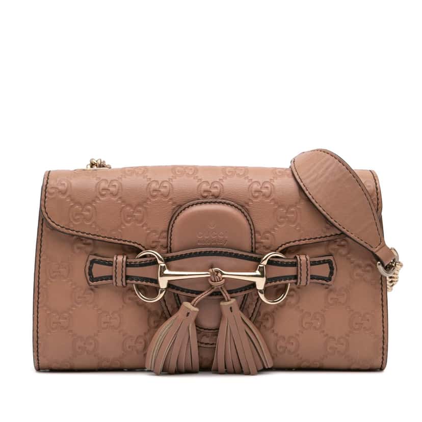 Gucci Small Guccissima Emily Crossbody Pink Leather Good condition - Front View