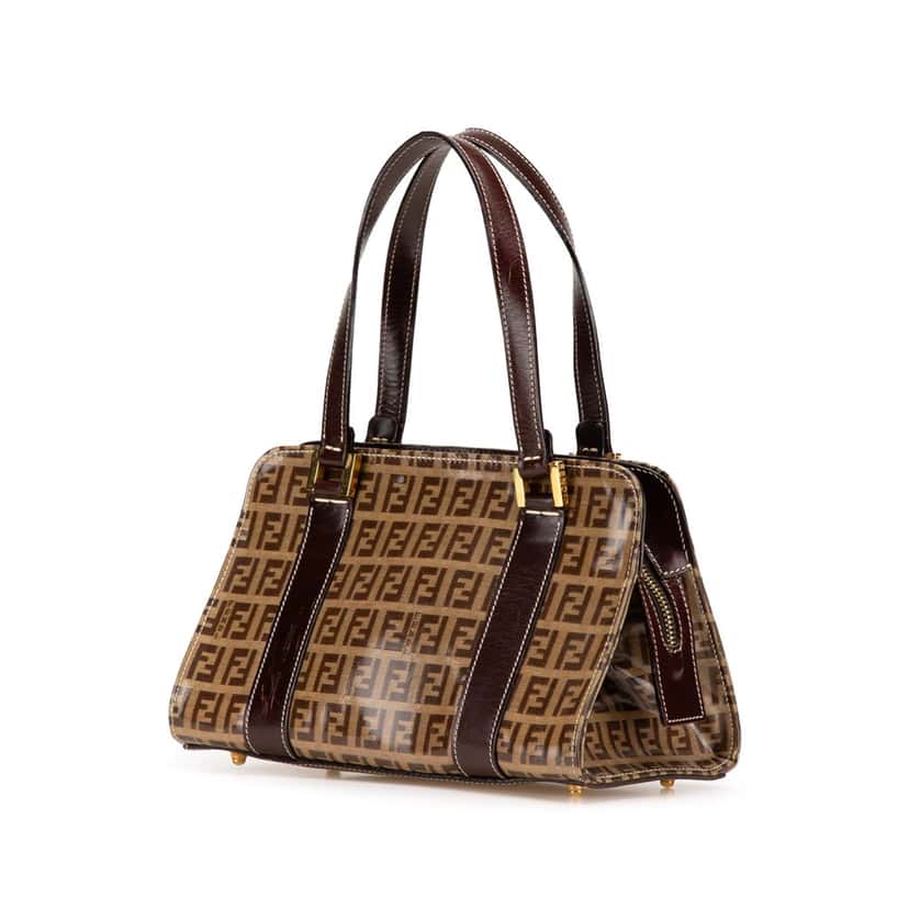 Fendi Zucchino Crystal Handbag Brown Canvas Good condition - Back View