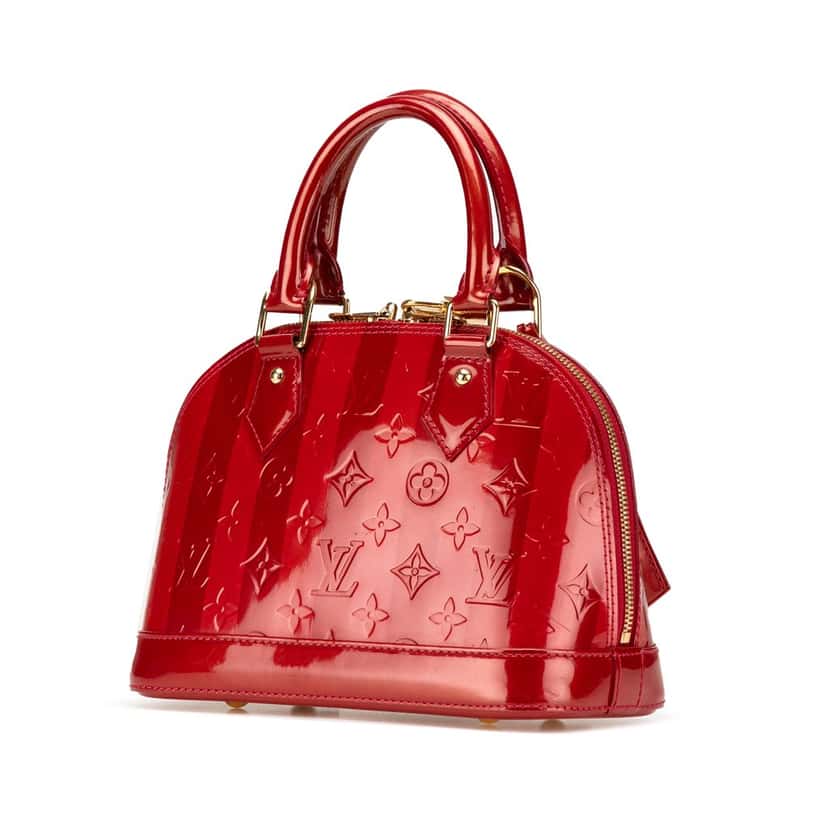 Louis Vuitton Monogram Vernis Rayures Alma BB Red Leather Good condition - Back View