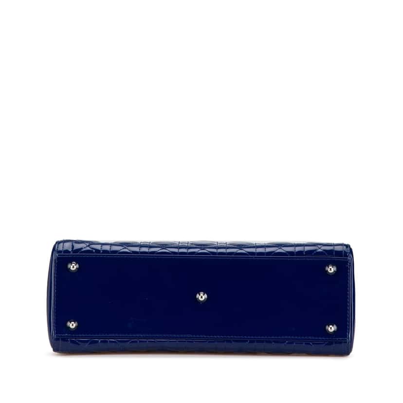 Dior Large Patent Cannage Lady Dior Blue Leather Good condition - Inside View