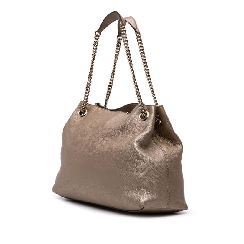 Gucci Medium Leather Soho Chain Tote Gold Leather Good condition - Back View