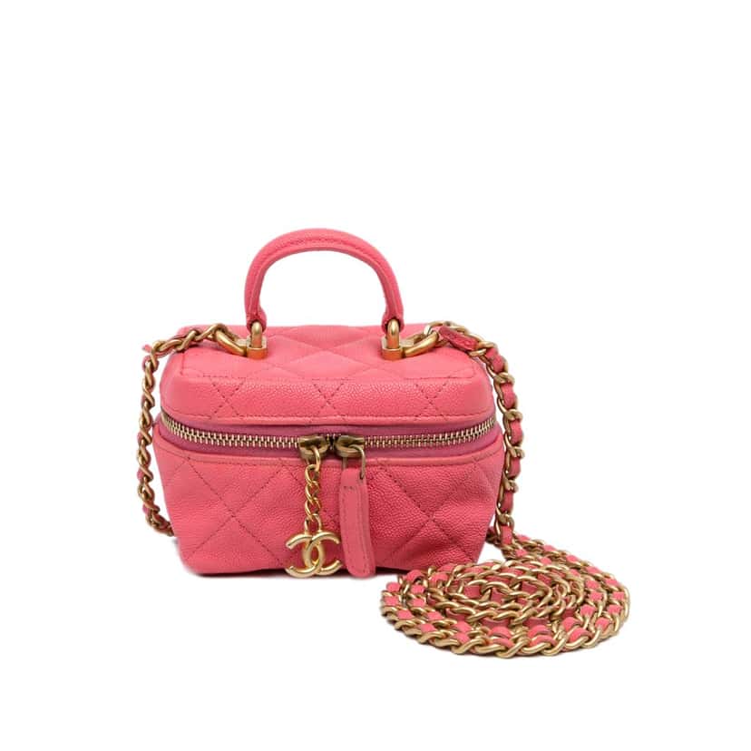Chanel Micro Caviar Chain Vanity Bag Pink Leather Very good condition - Front View