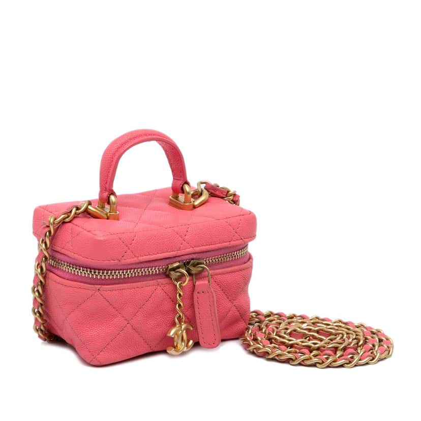 Chanel Micro Caviar Chain Vanity Bag Pink Leather Very good condition - Back View
