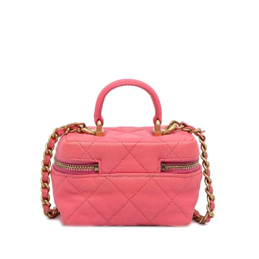 Chanel Micro Caviar Chain Vanity Bag Pink Leather Very good condition - Inside View