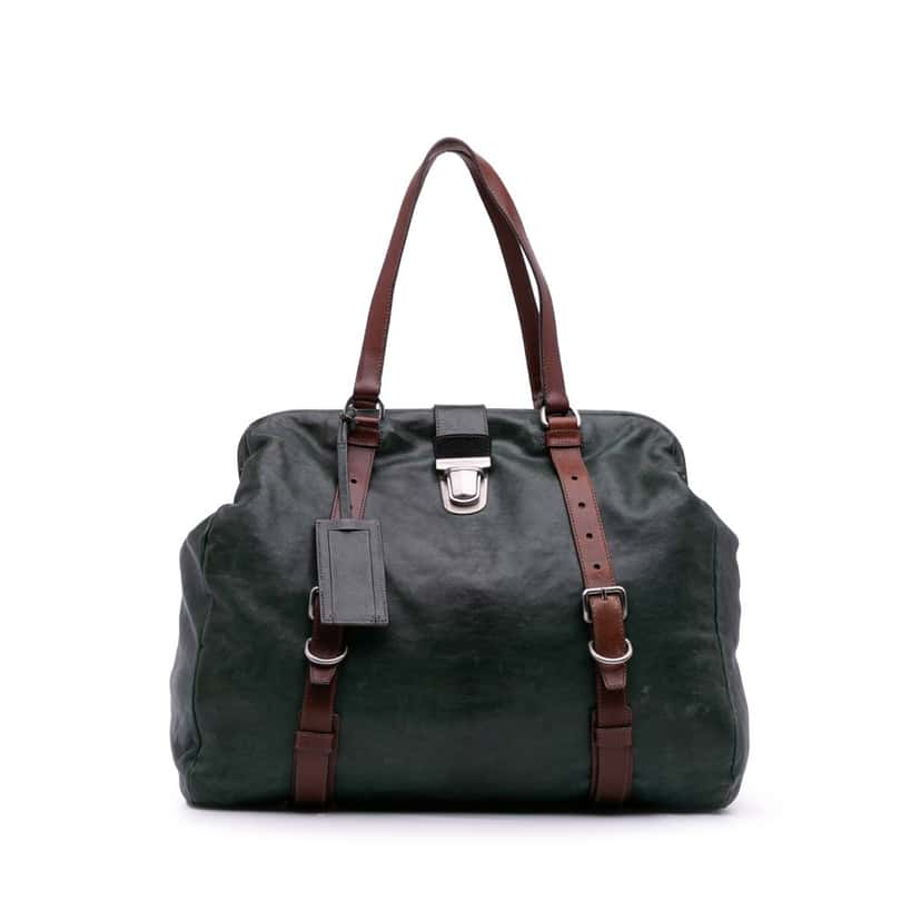 Prada Leather Travel Bag Green Leather Good condition - Front View