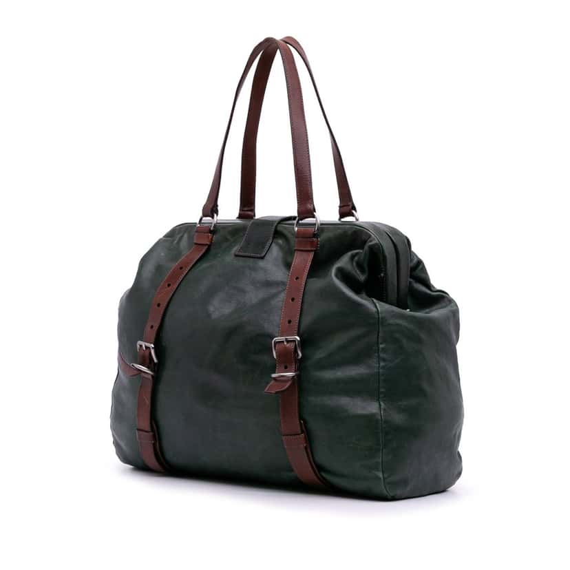 Prada Leather Travel Bag Green Leather Good condition - Back View