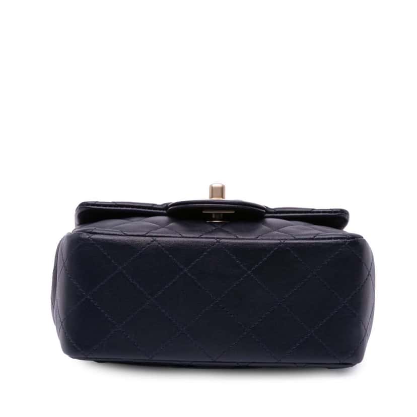 Chanel Mini Square Classic Lambskin Single Flap Blue Leather Good condition - Inside View