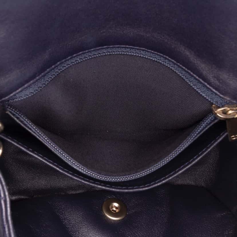 Chanel Mini Square Classic Lambskin Single Flap Blue Leather Good condition - Box View
