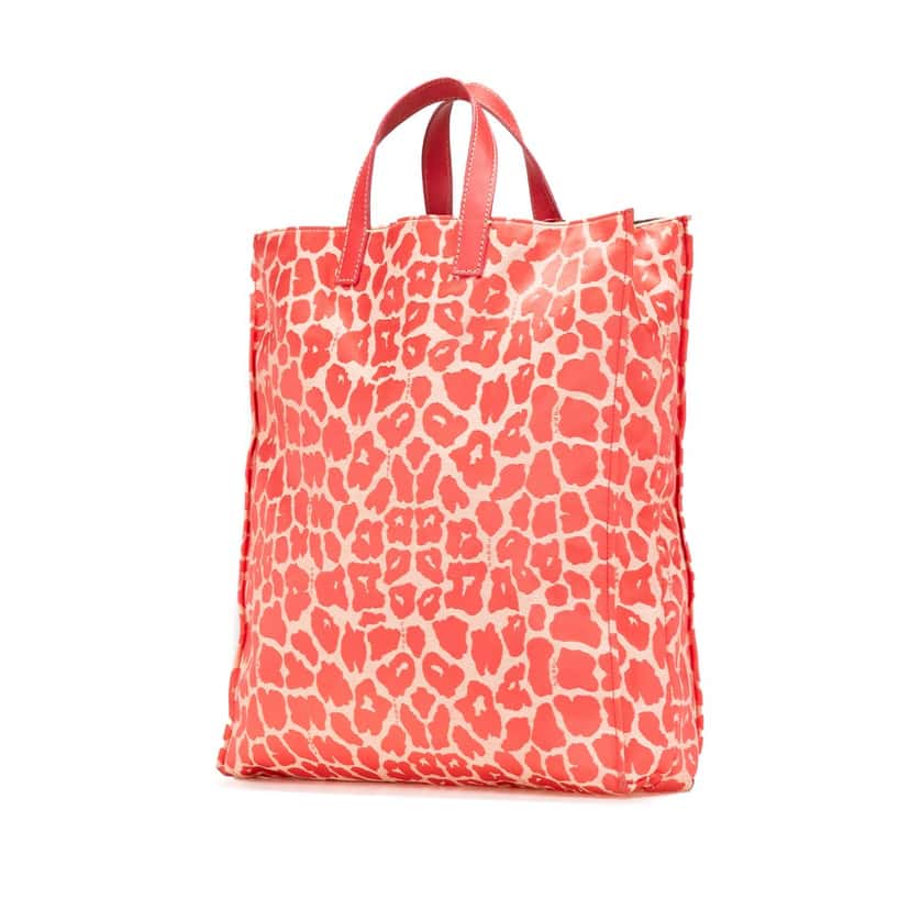 Fendi Leopard Print Canvas Shopper Tote Red Canvas Good condition - Back View