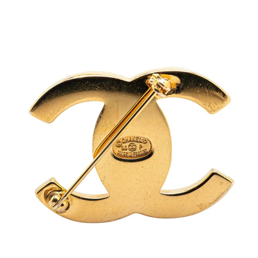 Chanel Gold Plated CC Turn-Lock Brooch Gold Metal Good condition - Inside View