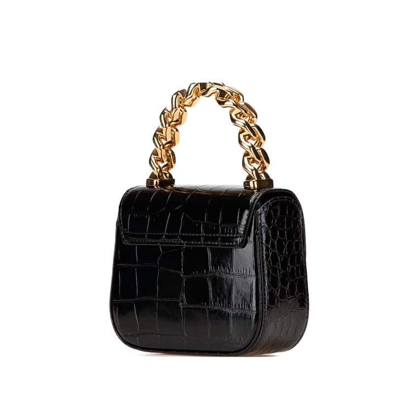 Versace Mini Croc Embossed La Medusa Satchel Black Leather Good condition - Back View