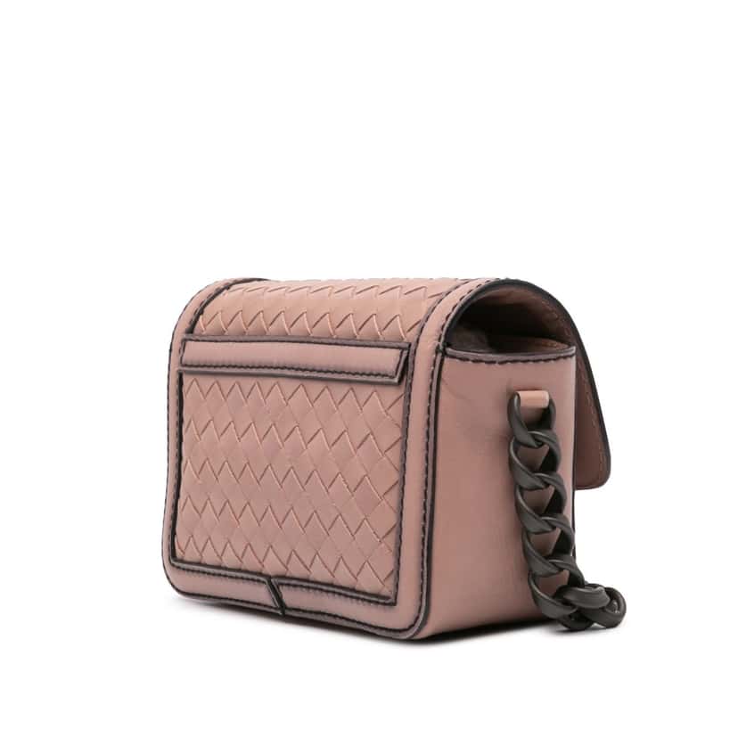 Bottega Veneta Nappa Intrecciato Mirror Lens Shoulder Bag Pink Leather Good condition - Back View