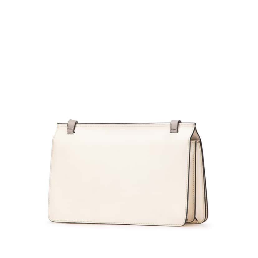 Gucci Leather Lady Bamboo Shoulder Bag White Leather Good condition - Back View