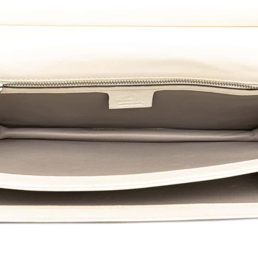 Gucci Leather Lady Bamboo Shoulder Bag White Leather Good condition - Model View