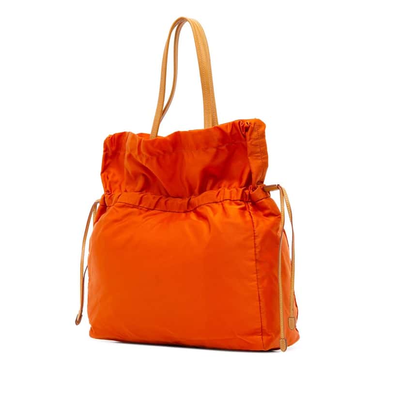 Prada Tessuto Logo Drawstring Tote Orange Good condition - Back View
