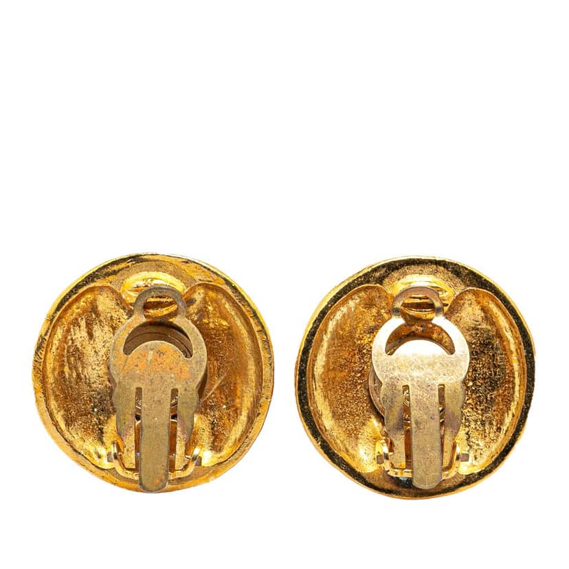 Chanel Gold Plated CC Clip On Earrings Gold Metal Good condition - Back View
