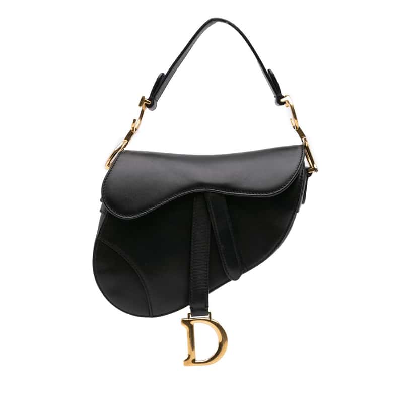 Dior Mini Ultra Matte Calfskin Saddle Bag Black Leather Good condition - Front View