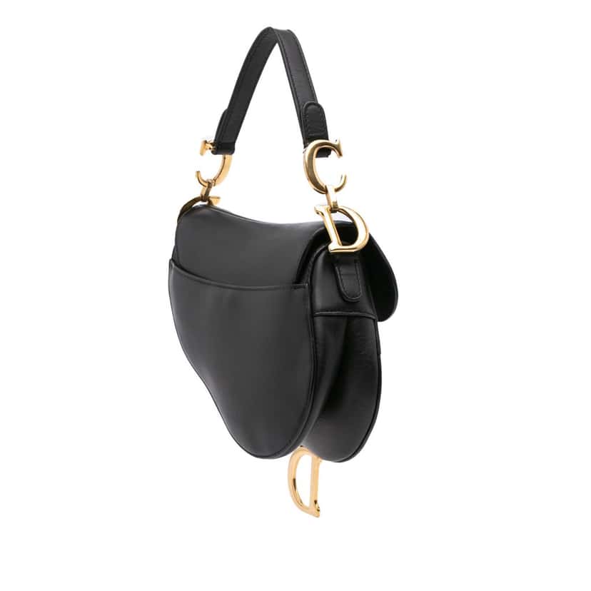 Dior Mini Ultra Matte Calfskin Saddle Bag Black Leather Good condition - Back View