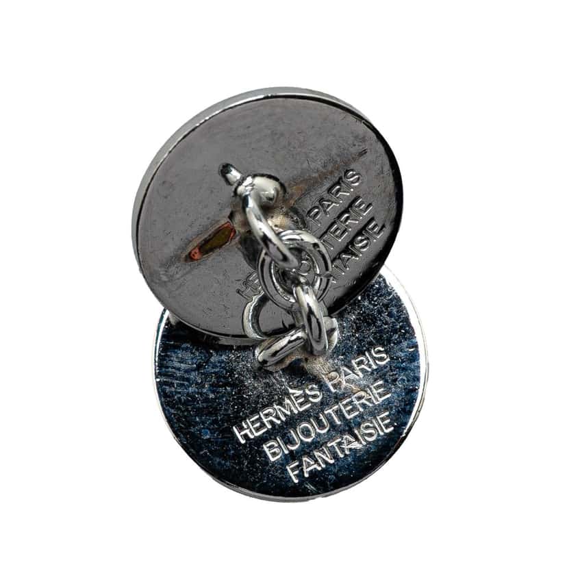 Hermès Palladium Plated Selle Bijouterie Fantaisie Cufflinks Silver Metal Good condition - Back View