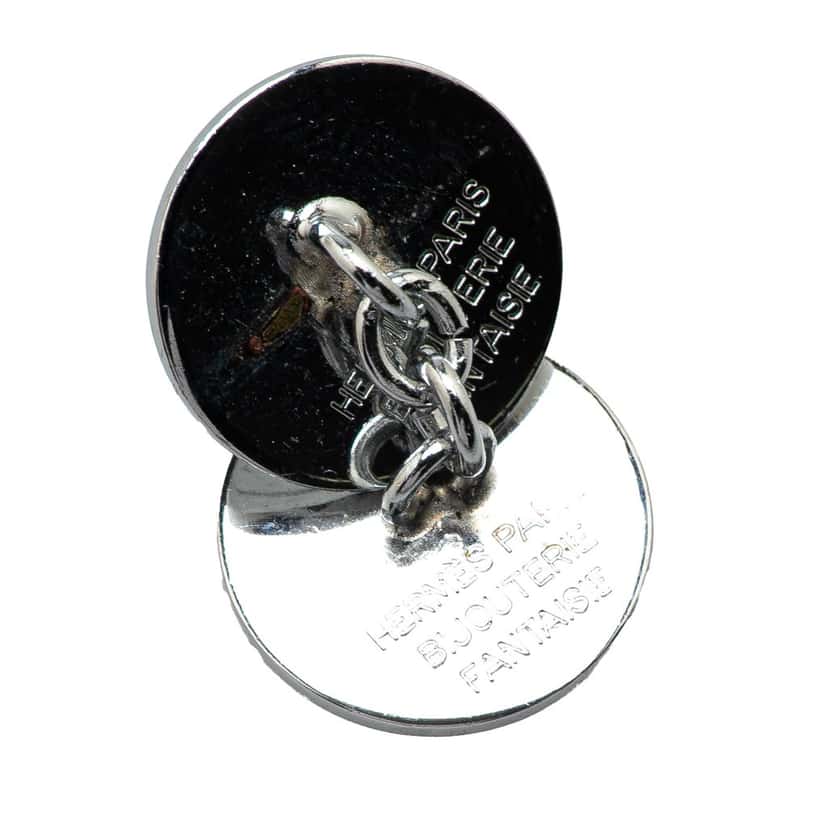 Hermès Palladium Plated Selle Bijouterie Fantaisie Cufflinks Silver Metal Good condition - Inside View