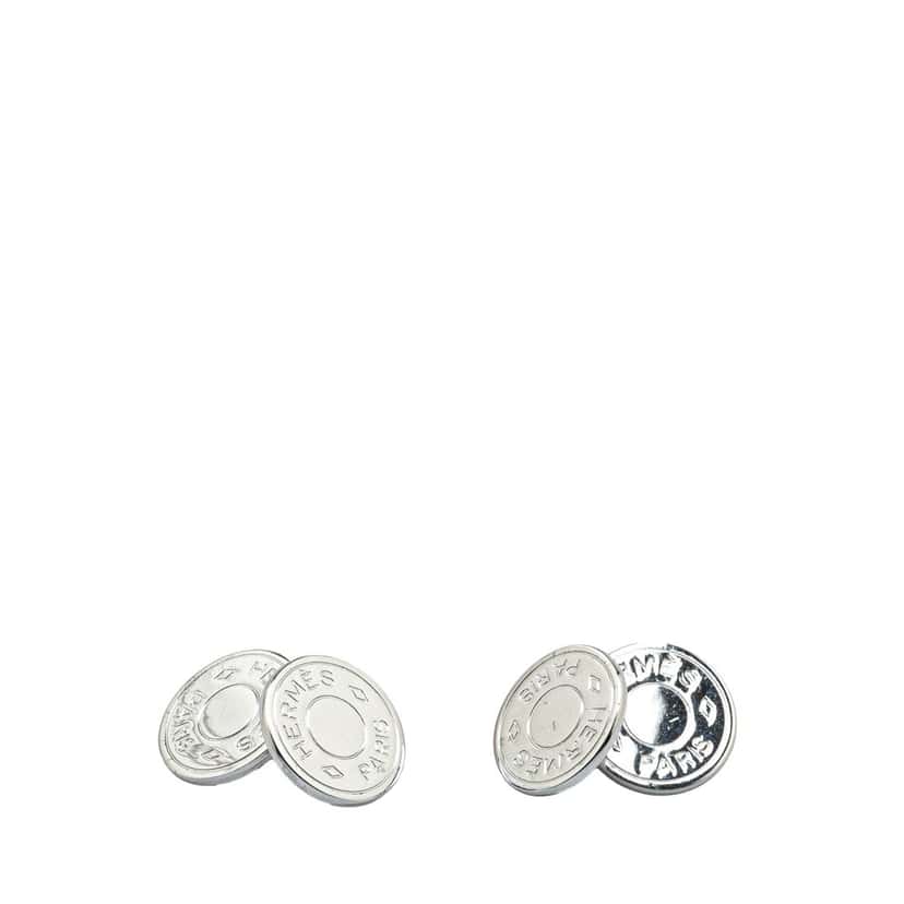 Hermès Palladium Plated Selle Bijouterie Fantaisie Cufflinks Silver Metal Good condition - Model View