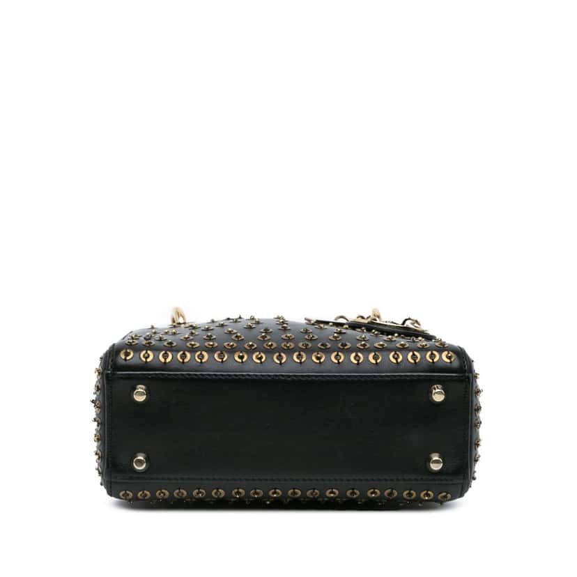 Dior Mini Calfskin Embellished Lady Dior Black Leather Good condition - Inside View