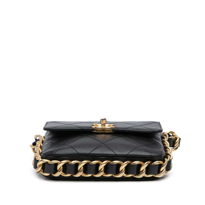 Chanel Small Quilted Calfskin Framing Chain Flap Black Leather Very good condition - Inside View