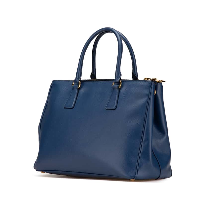 Prada Saffiano Lux Galleria Double Zip Front Pocket Satchel Blue Leather Good condition - Back View