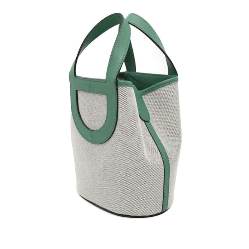 Hermès Toile and Swift In the Loop 18 Grey Canvas Good condition - Back View