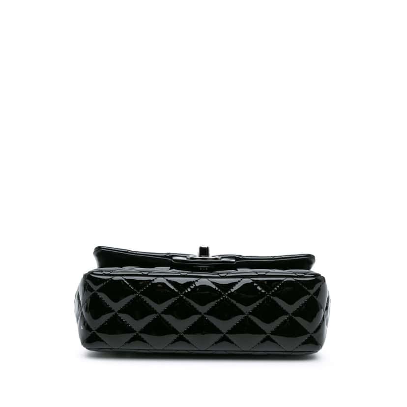 Chanel Mini Rectangular Classic Patent Single Flap Black Leather Good condition - Inside View