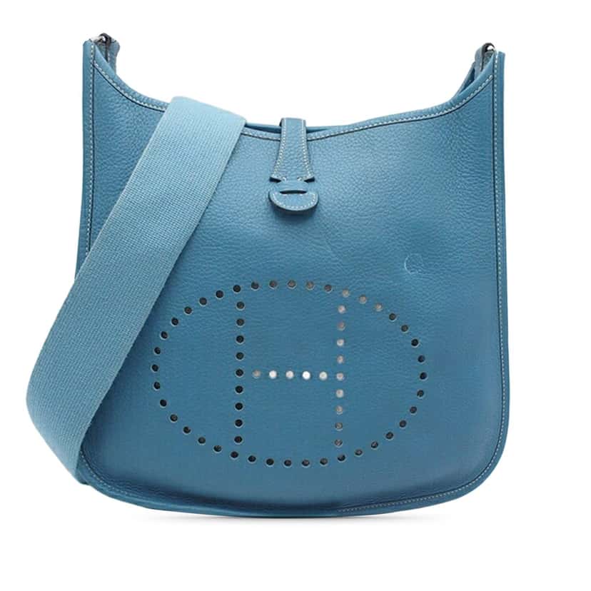 Hermès Clemence Evelyne I GM Blue Leather Good condition - Front View