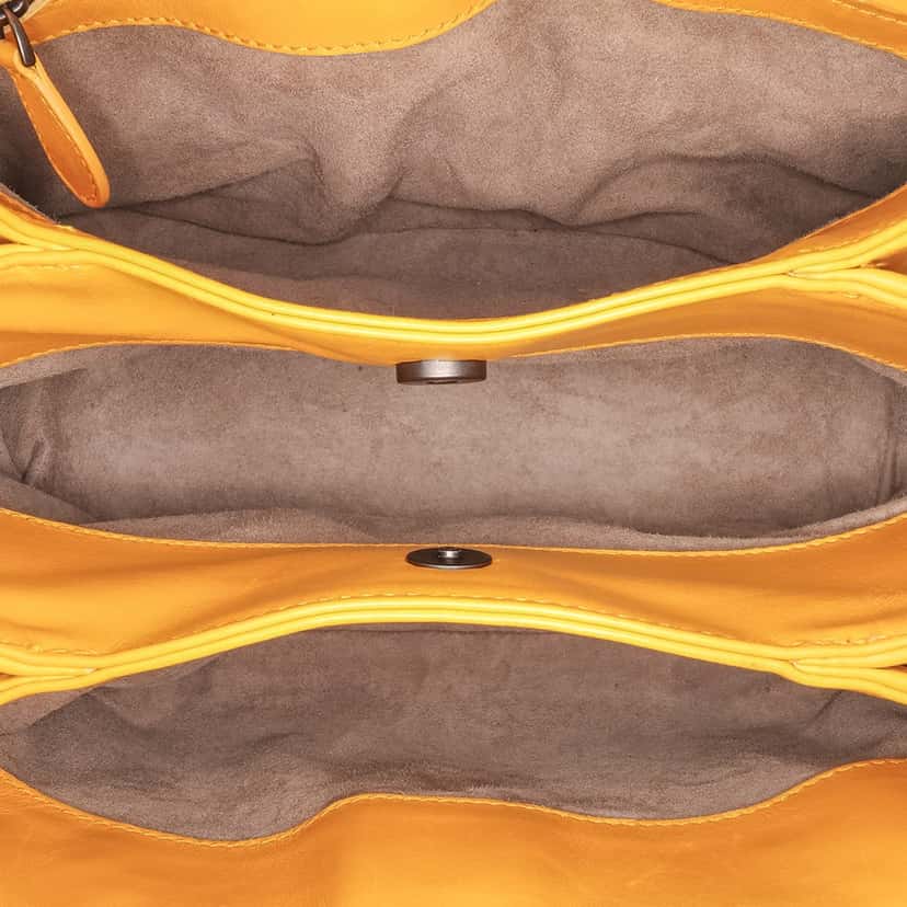 Bottega Veneta Mini Nappa Intrecciato Roma Satchel Yellow Leather Good condition - Model View