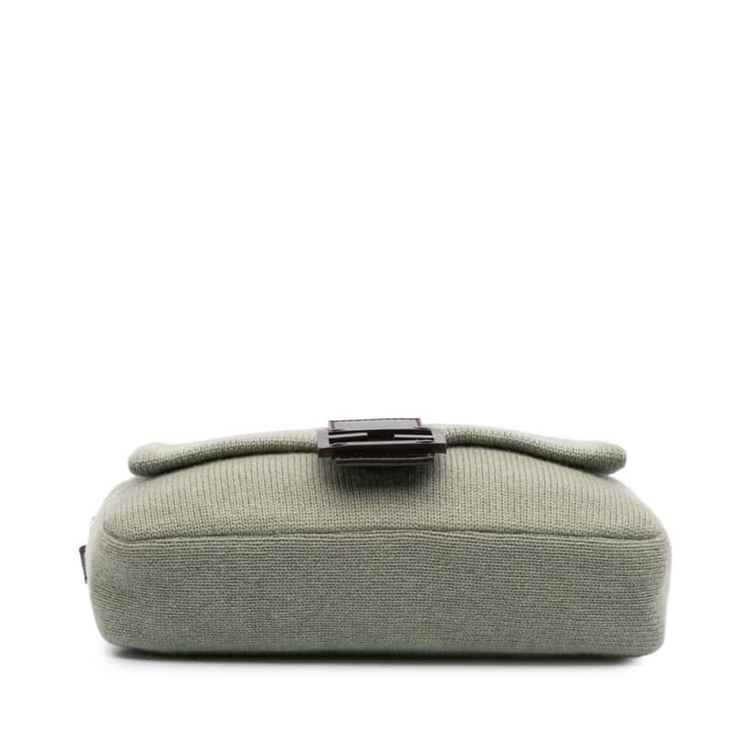 Fendi Cashmere Baguette Satchel Green Wool Good condition - Inside View