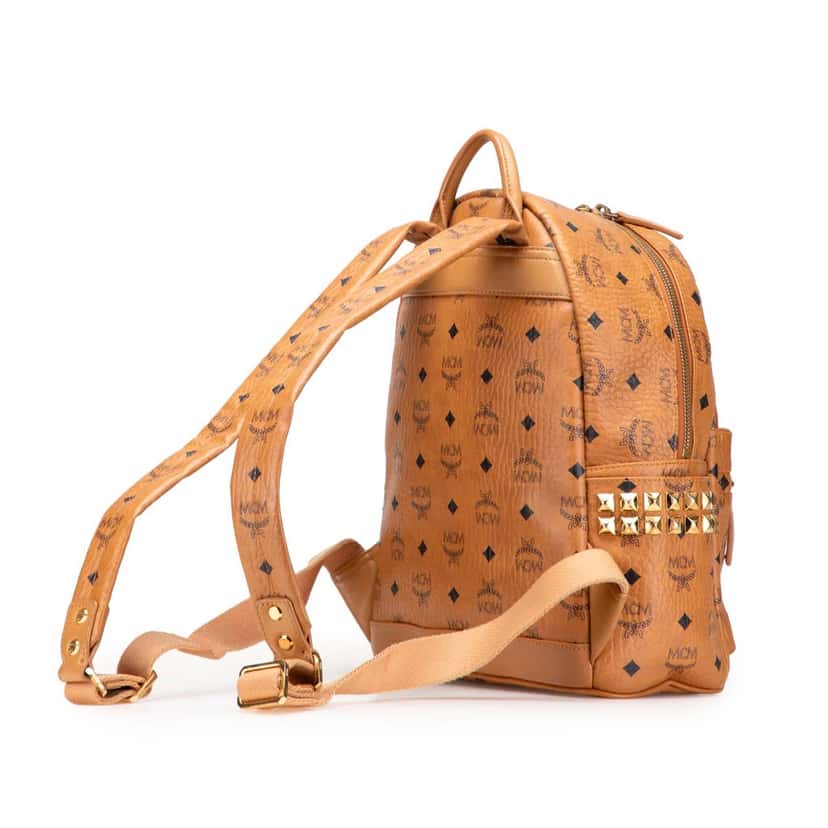 Mcm Small Visetos Coated Canvas Stark Backpack Brown Canvas Good condition - Back View