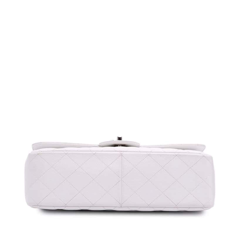 Chanel Jumbo Classic Caviar Double Flap White Leather Good condition - Inside View