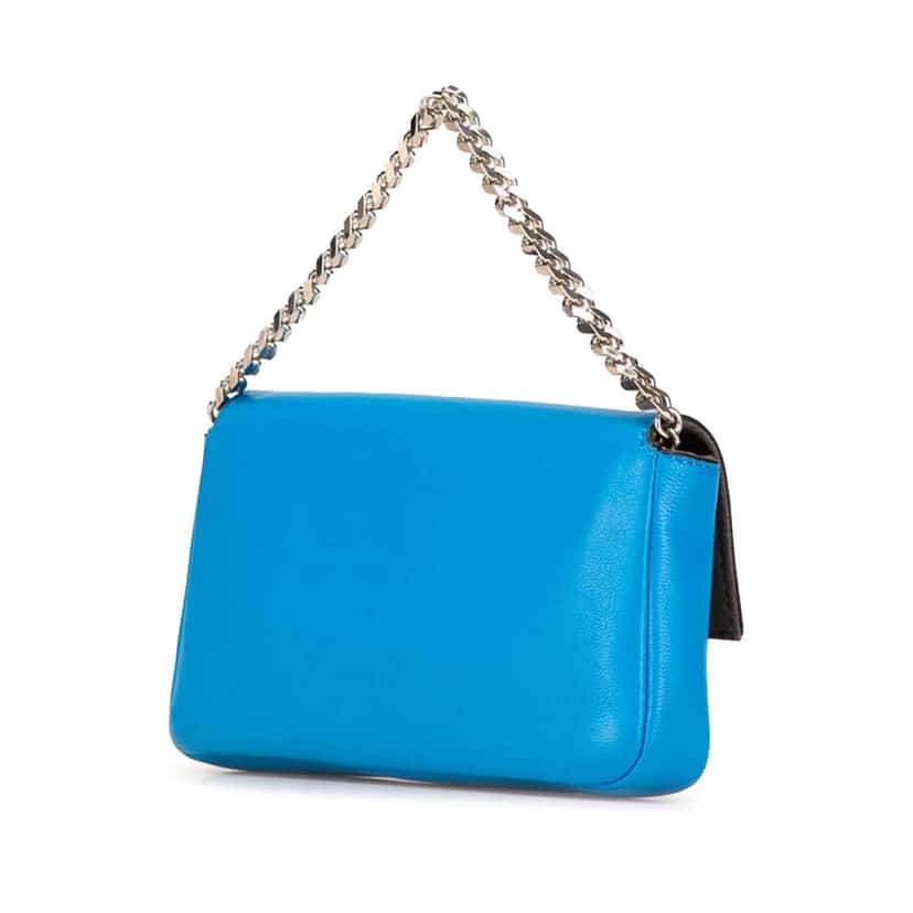 Fendi Micro Leather Monster Baguette Satchel Blue Leather Good condition - Back View