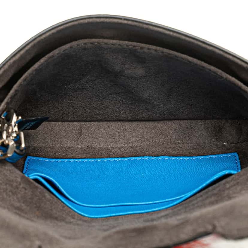 Fendi Micro Leather Monster Baguette Satchel Blue Leather Good condition - Model View