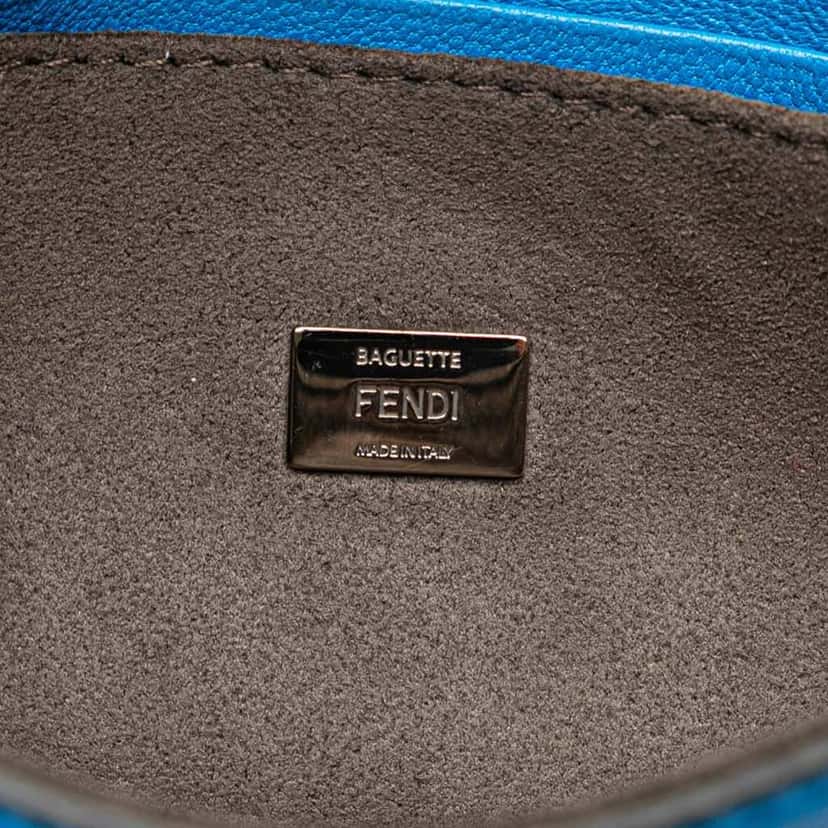 Fendi Micro Leather Monster Baguette Satchel Blue Leather Good condition - Box View