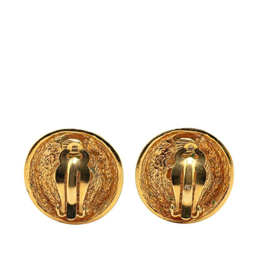 Chanel Gold Plated Faux Pearl Round Clip on Earrings Gold Metal Fair condition - Back View