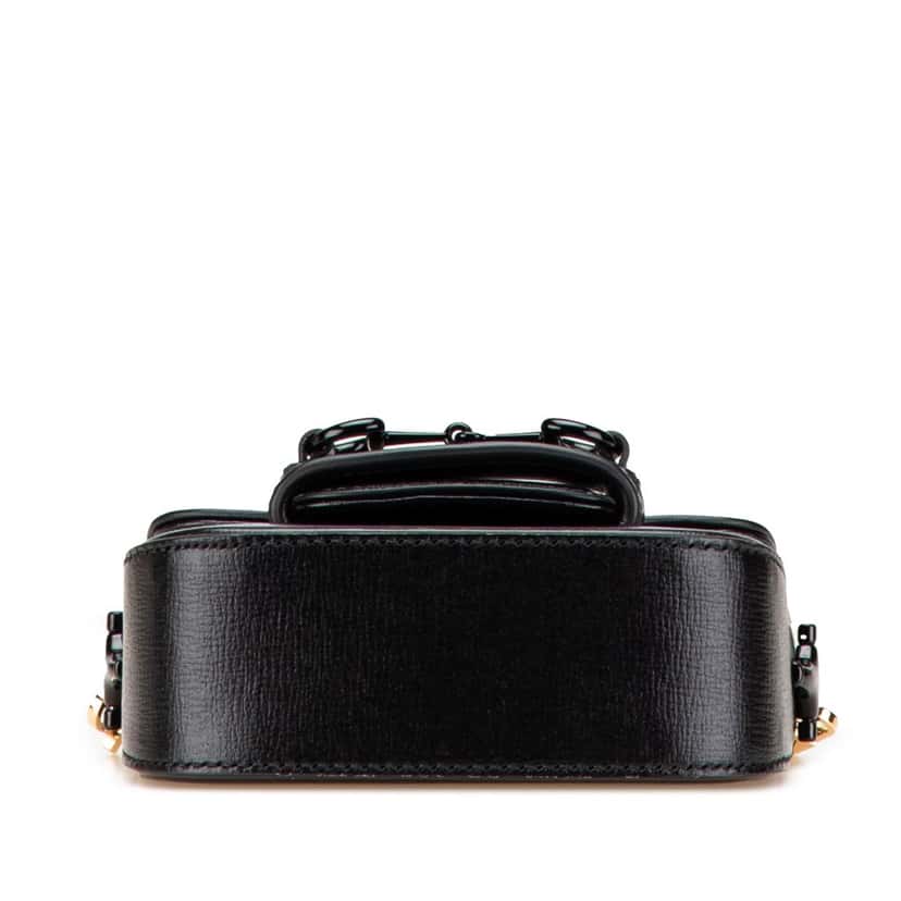 Gucci Mini Leather Horsebit 1955 Web Satchel Black Leather Good condition - Inside View