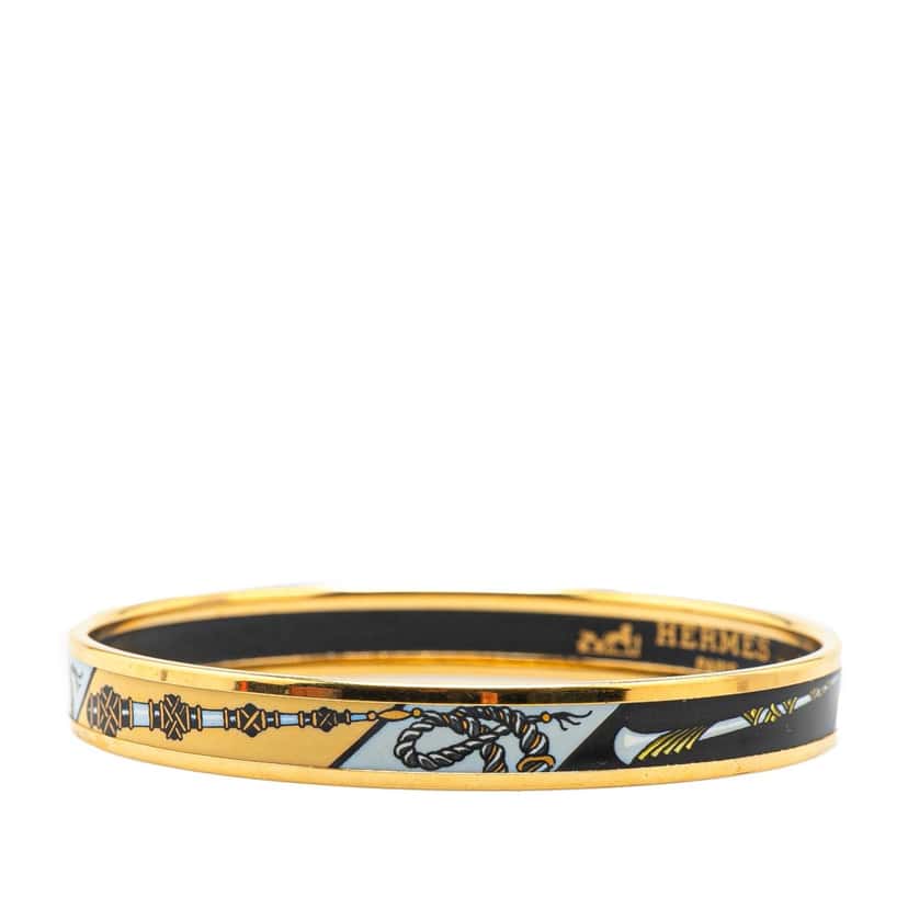 Hermès Narrow Printed Enamel Bangle 65 Gold Good condition - Back View