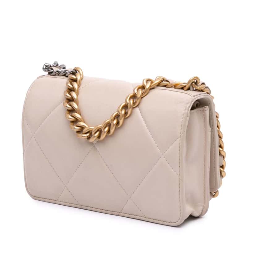 Chanel Quilted Lambskin 19 Wallet on Chain Brown Leather Good condition - Back View