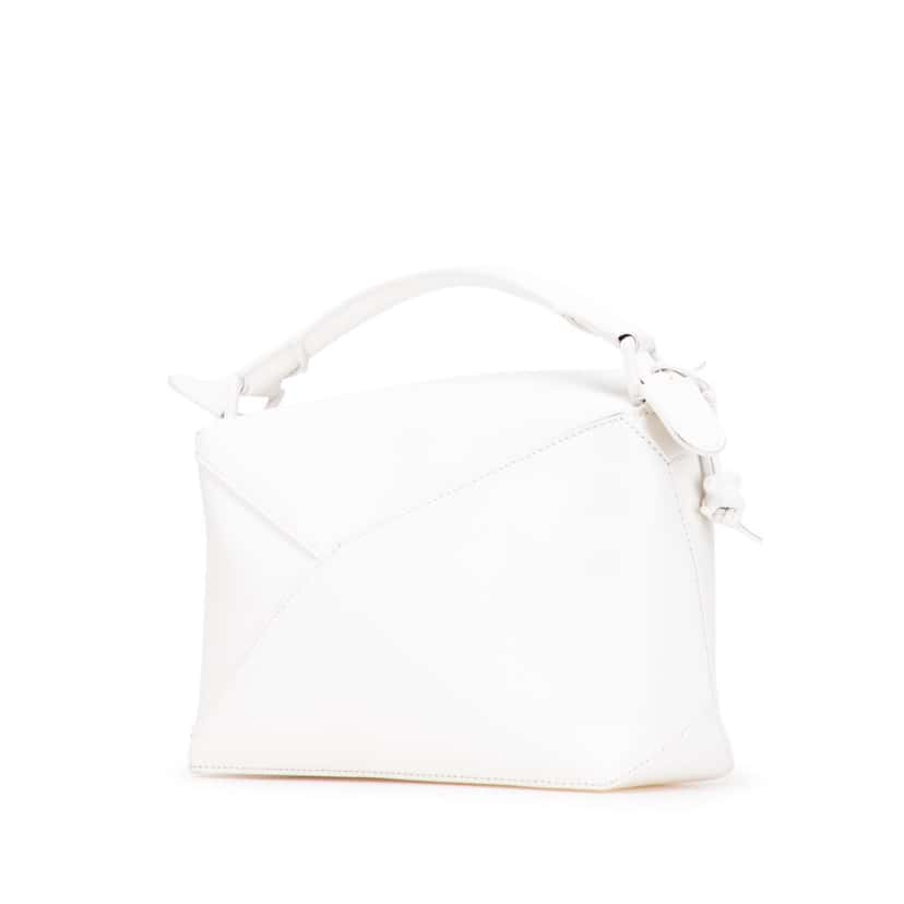 Loewe Small Calfskin Puzzle Edge Satchel White Leather Good condition - Back View