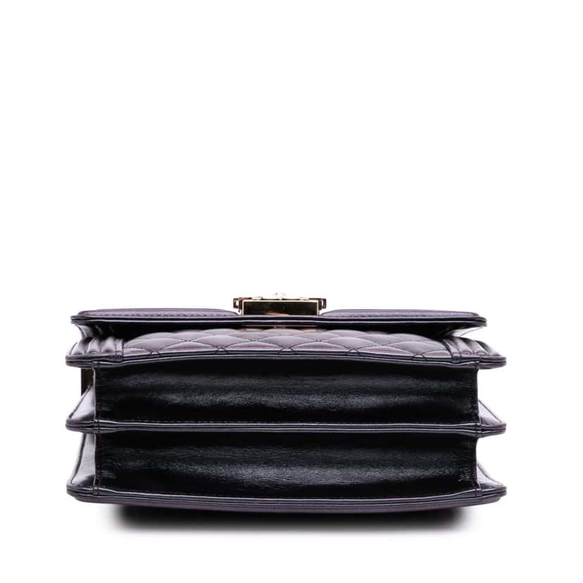 Chanel Quilted Iridescent Calfskin North South Boy Flap Black Leather Good condition - Inside View