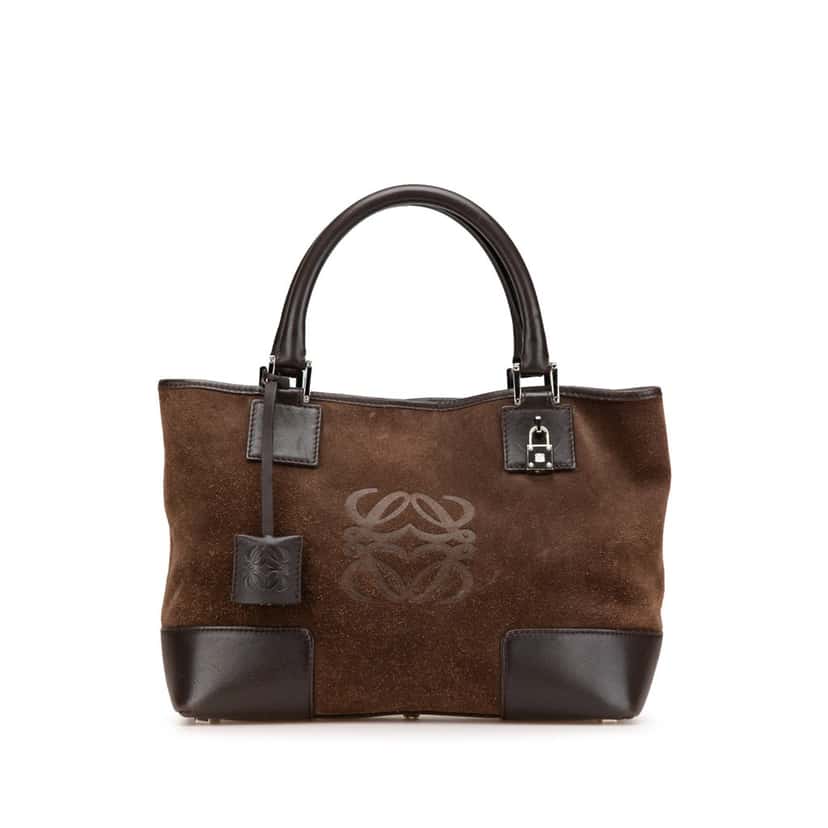 Loewe Suede Fusta 28 Tote Brown Leather Good condition - Front View