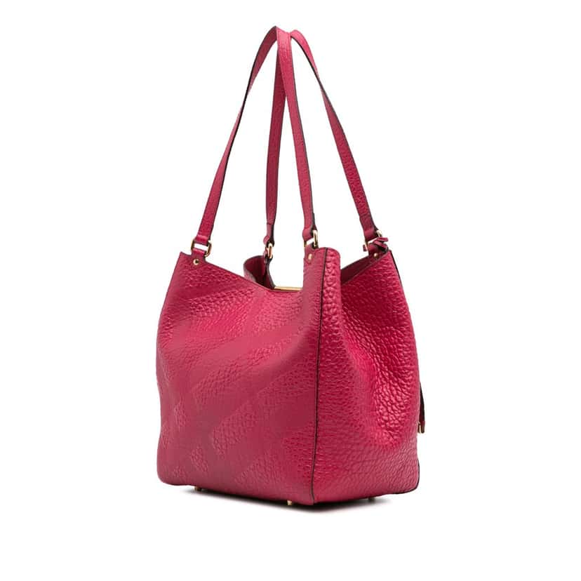 Burberry Small Embossed Grain Check Leather Canterbury Tote Pink Leather Good condition - Back View
