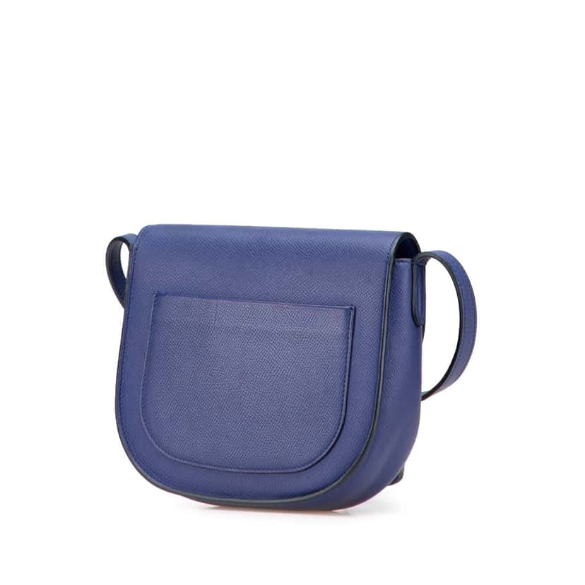 Celine Small Grained Calfskin Trotteur Crossbody Blue Leather Good condition - Back View