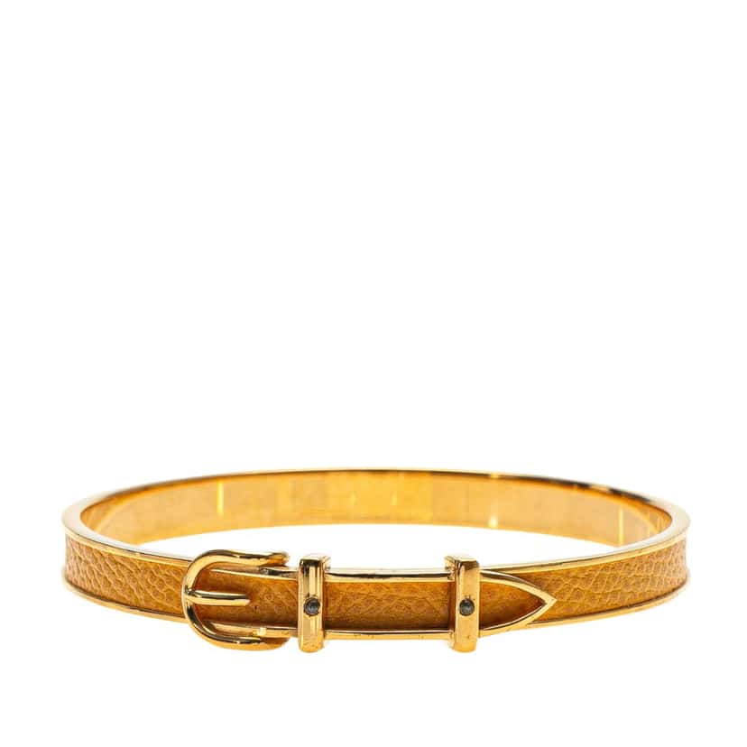 Hermès Gold Plated Leather Belt Buckle Bangle Gold Metal Good condition - Front View