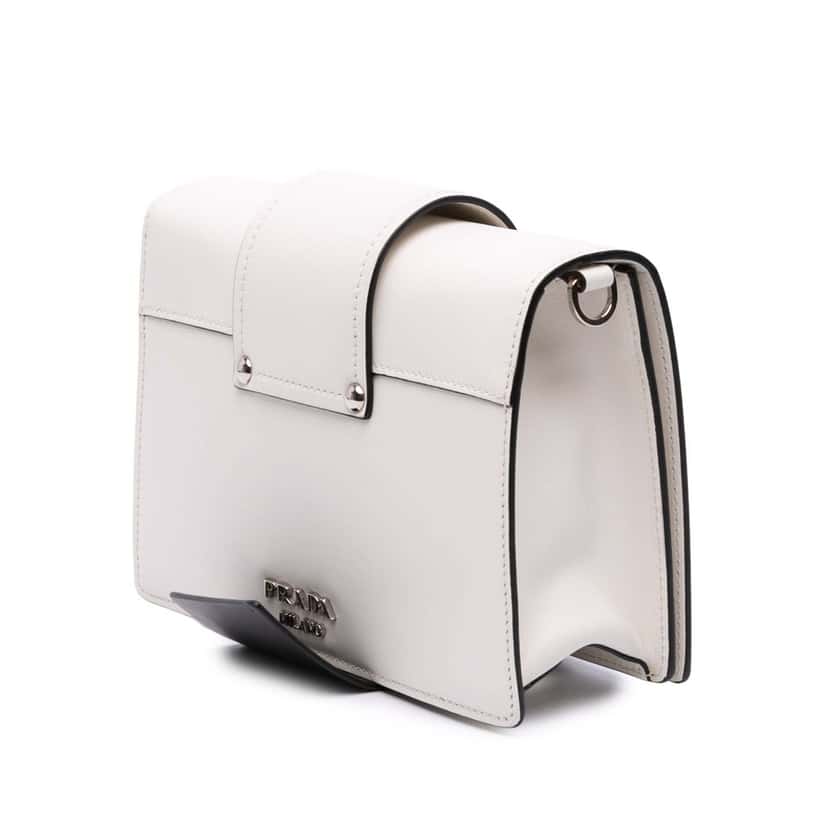 Prada City Calf Plex Ribbon Bag White Leather Good condition - Back View