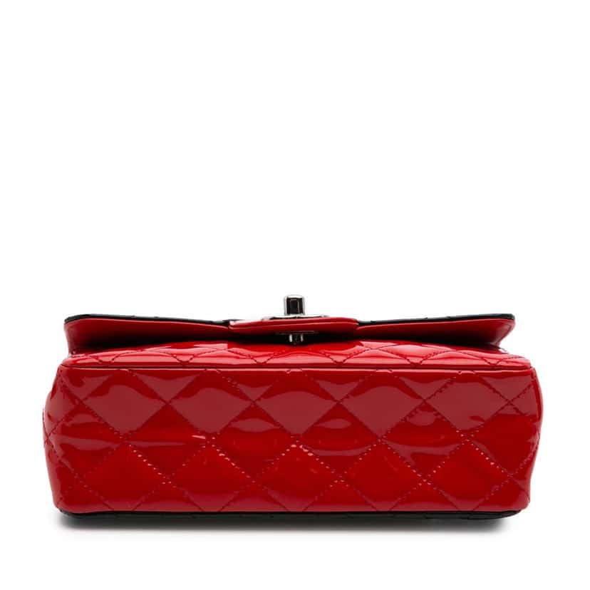 Chanel Mini Rectangular Classic Bicolor Patent Single Flap Red Leather Good condition - Inside View